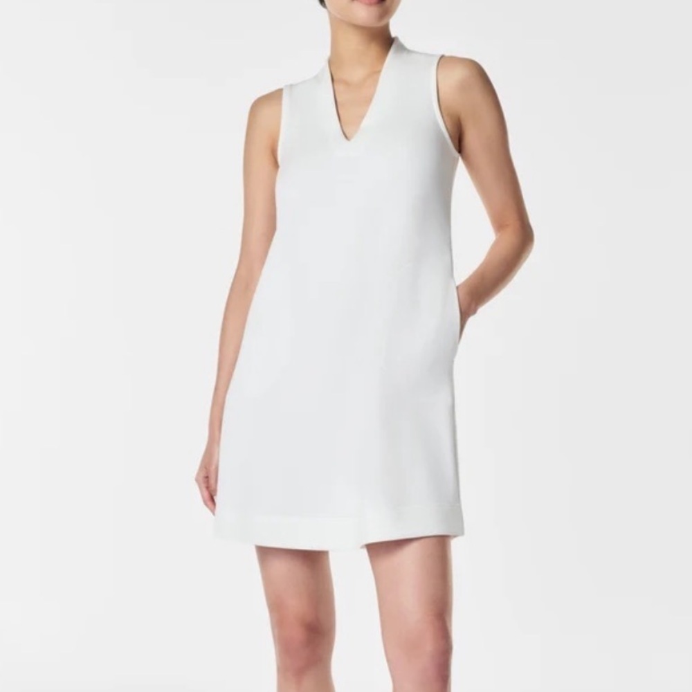 Spanx AirEssentials White V Neck Pockets Mini Dress Plus Size 2X NWT - Picture 1 of 9